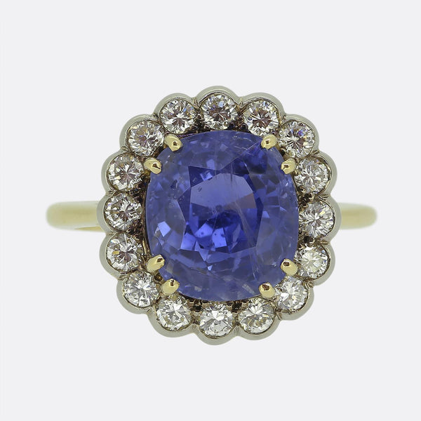 Vintage Sapphire Diamond Cluster Ring