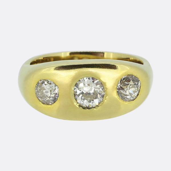 1.42 Carat Diamond Three-Stone Gypsy Ring