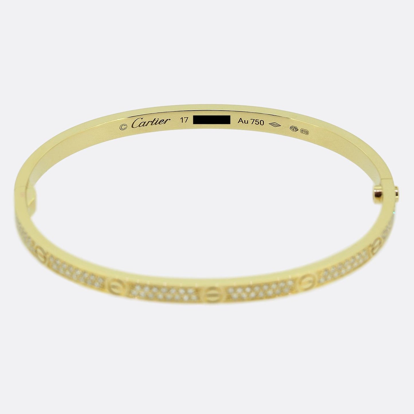 Cartier Small Model Paved Love Bangle Size 17