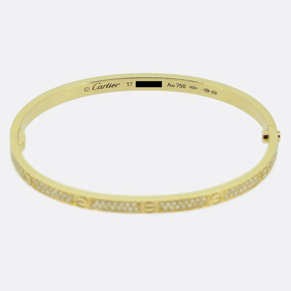 Cartier Small Model Paved Love Bangle Size 17