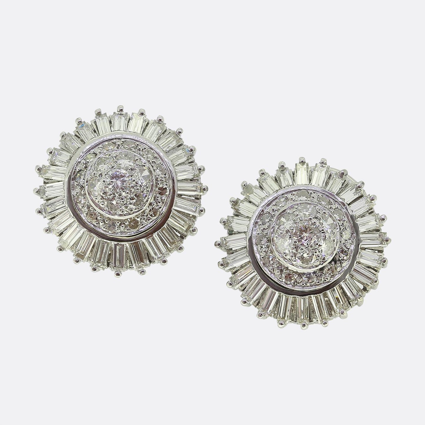 Antique Diamond Cluster Ballerina Earrings