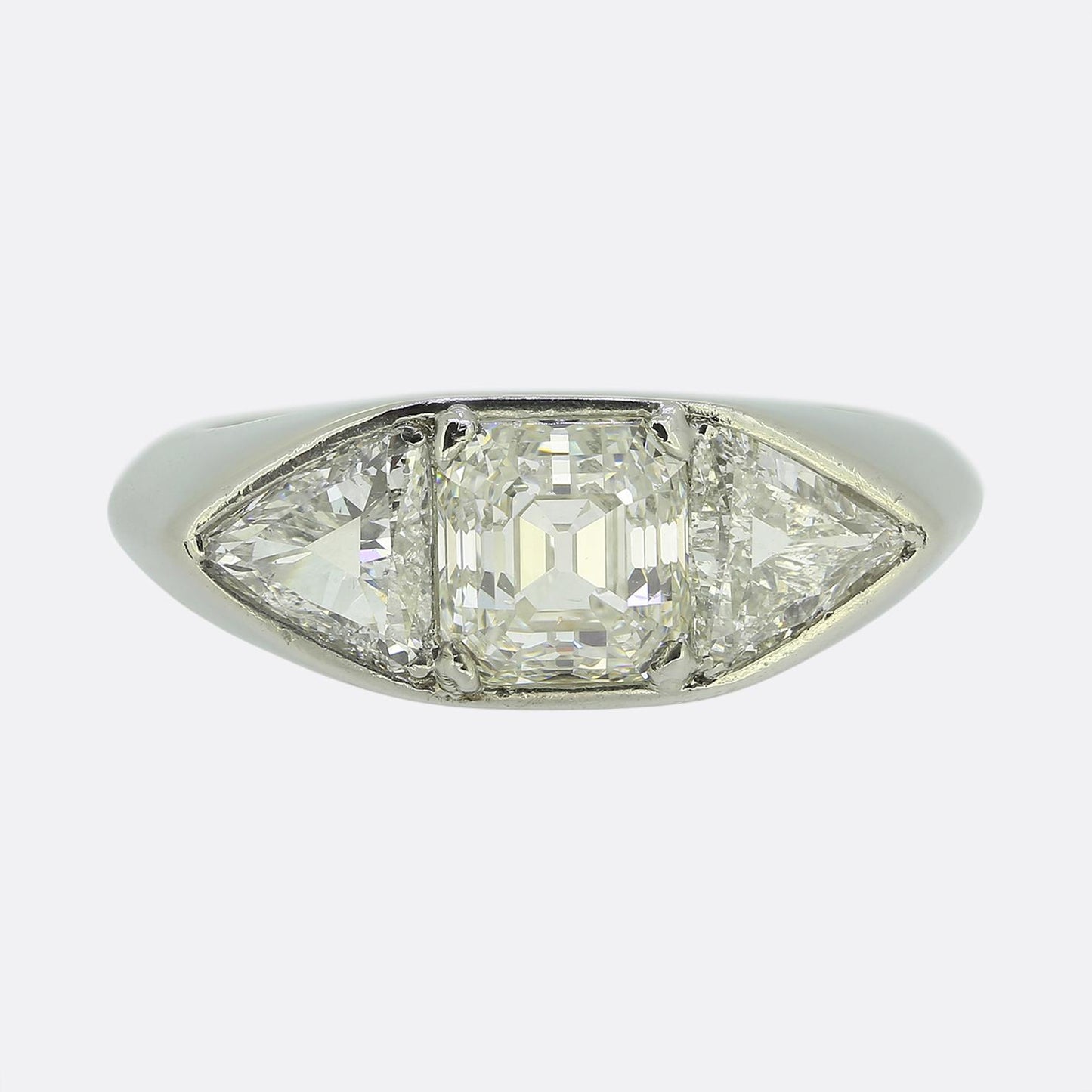 Janesich Art Deco Diamond Three Stone Ring