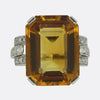 Art Deco Citrine and Diamond Cocktail Ring