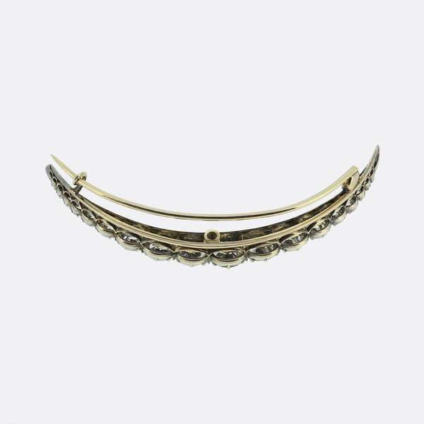 Victorian 7.50 Carat Old Cut Diamond Crescent Brooch