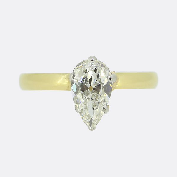 1.20 Carat Pear Cut Diamond Solitaire Ring