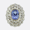 Vintage 7.96 Carat Ceylon Sapphire and Diamond Cluster Dress Ring