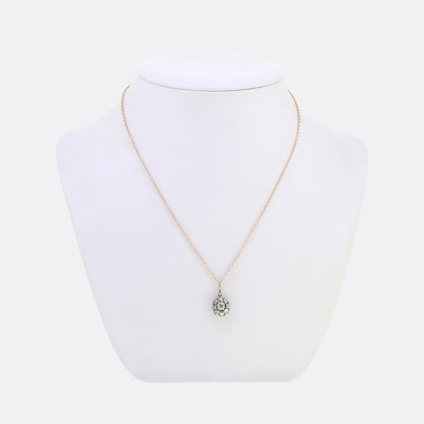 Antique Diamond Cluster Necklace