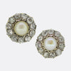 Victorian Pearl and Diamond Cluster Earrings