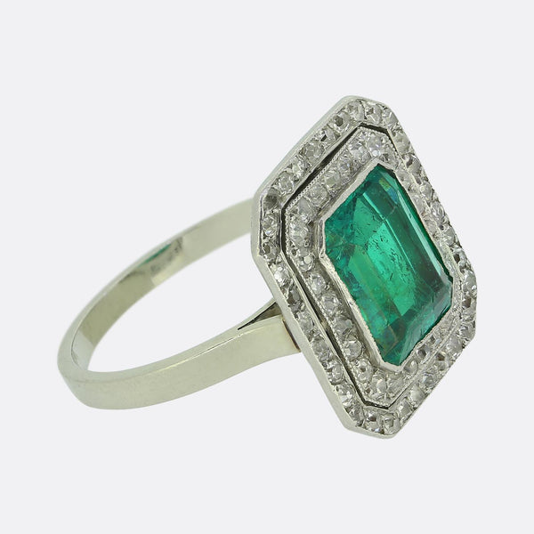 Art Deco Colombian Emerald and Diamond Ring