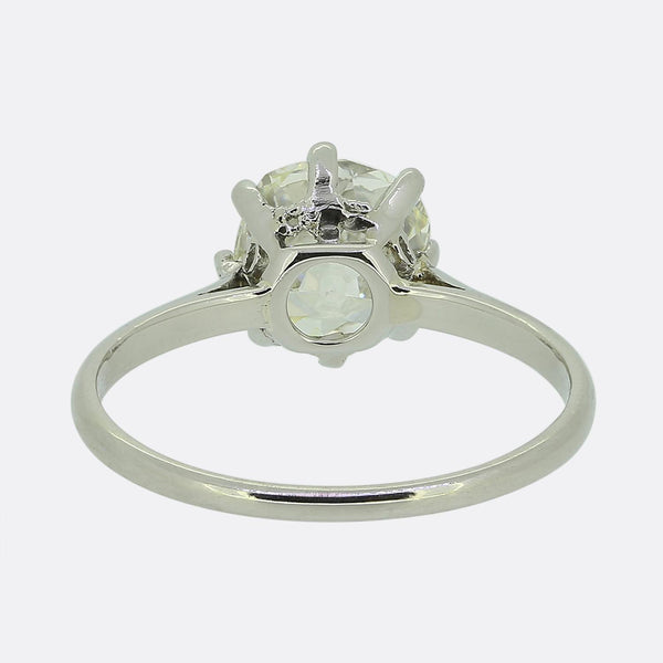 Antique 1.95 Carat Cushion Cut Diamond Solitaire Ring