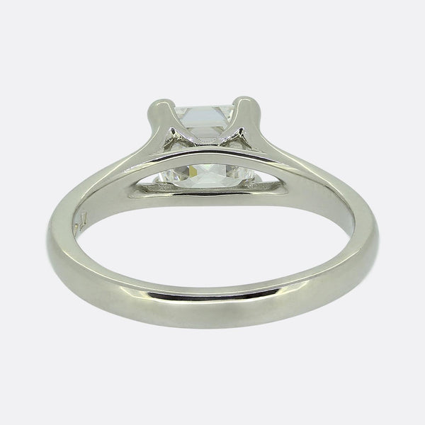 1.01 Asscher Cut Diamond Solitaire Engagement Ring