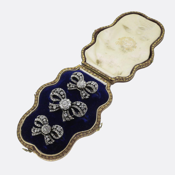 Aucoc Antique Diamond Bow Brooch Set