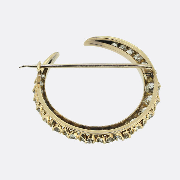 Antique Diamond Crescent Brooch