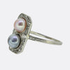 Art Deco Double Pearl and Diamond Tablet Ring