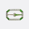 Edwardian Demantoid Garnet and Diamond Buckle Brooch
