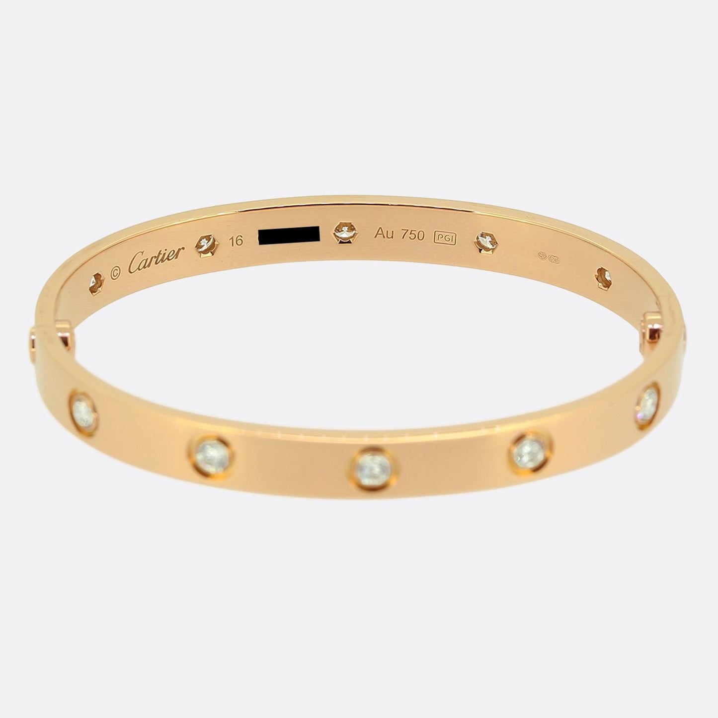 Cartier Classic Model Ten Diamond LOVE Bangle Size 16