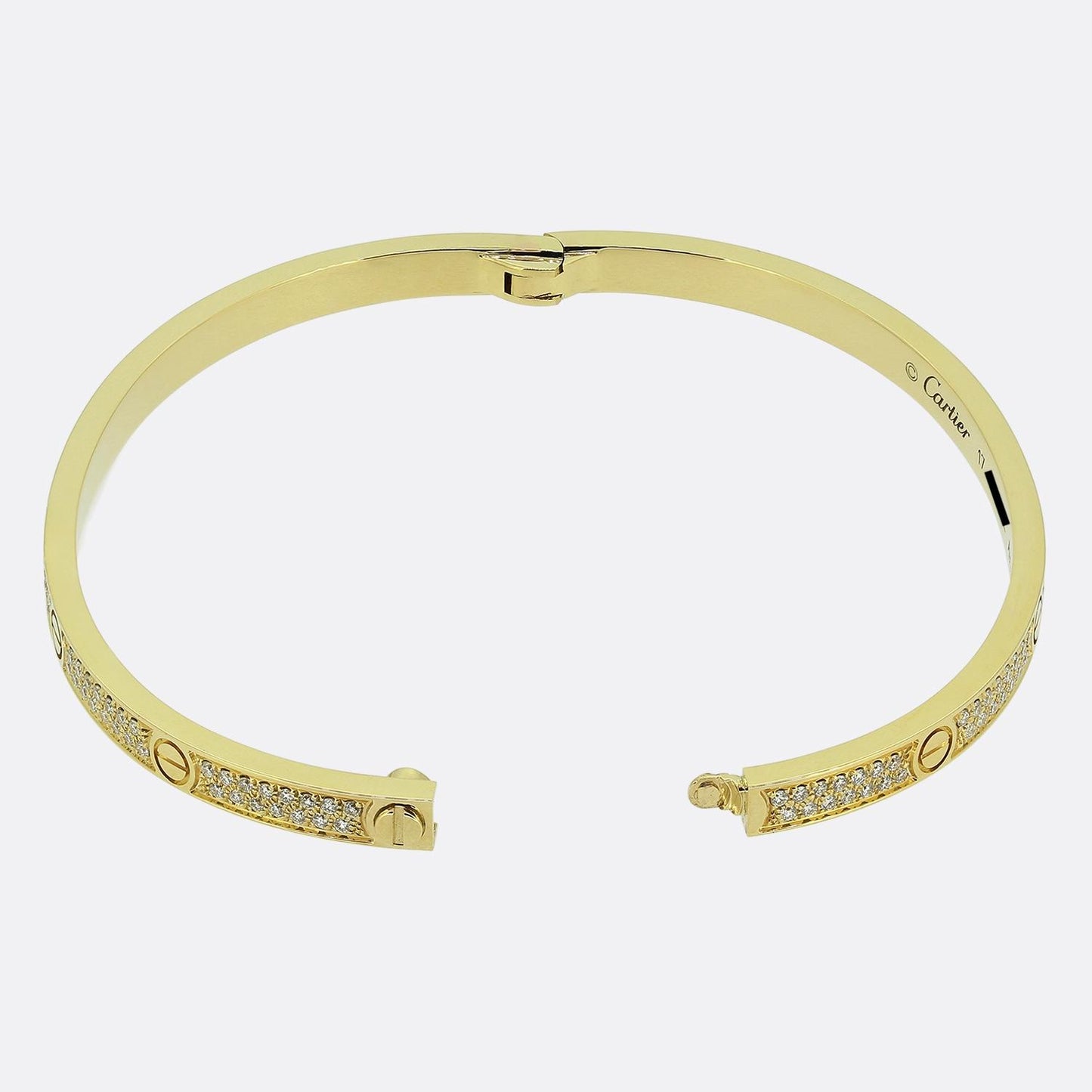 Cartier Small Model Paved Love Bangle Size 17