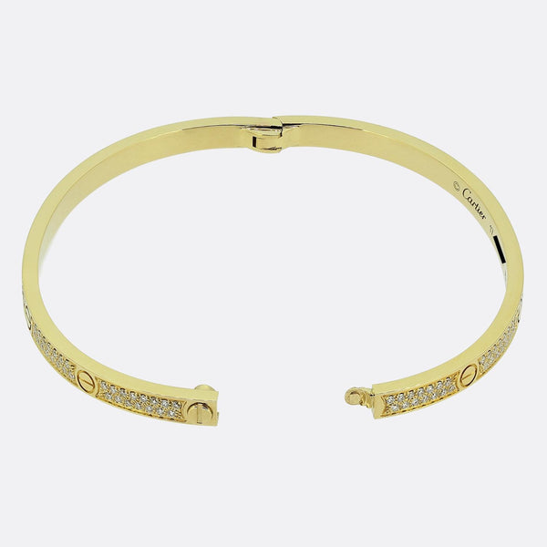 Cartier Small Model Paved Love Bangle Size 17