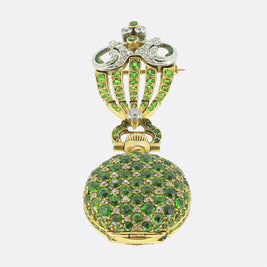 Patek Philippe for Tiffany & Co. Demantoid Garnet and Diamond Brooch Fob Watch