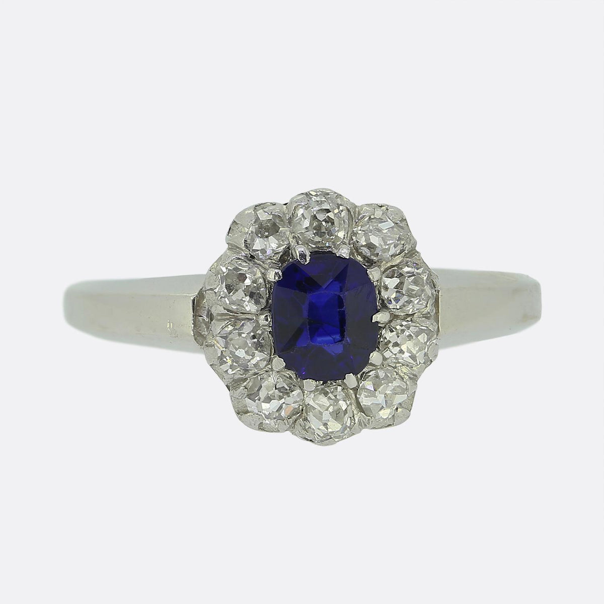 Vintage Sapphire and Diamond Cluster Ring
