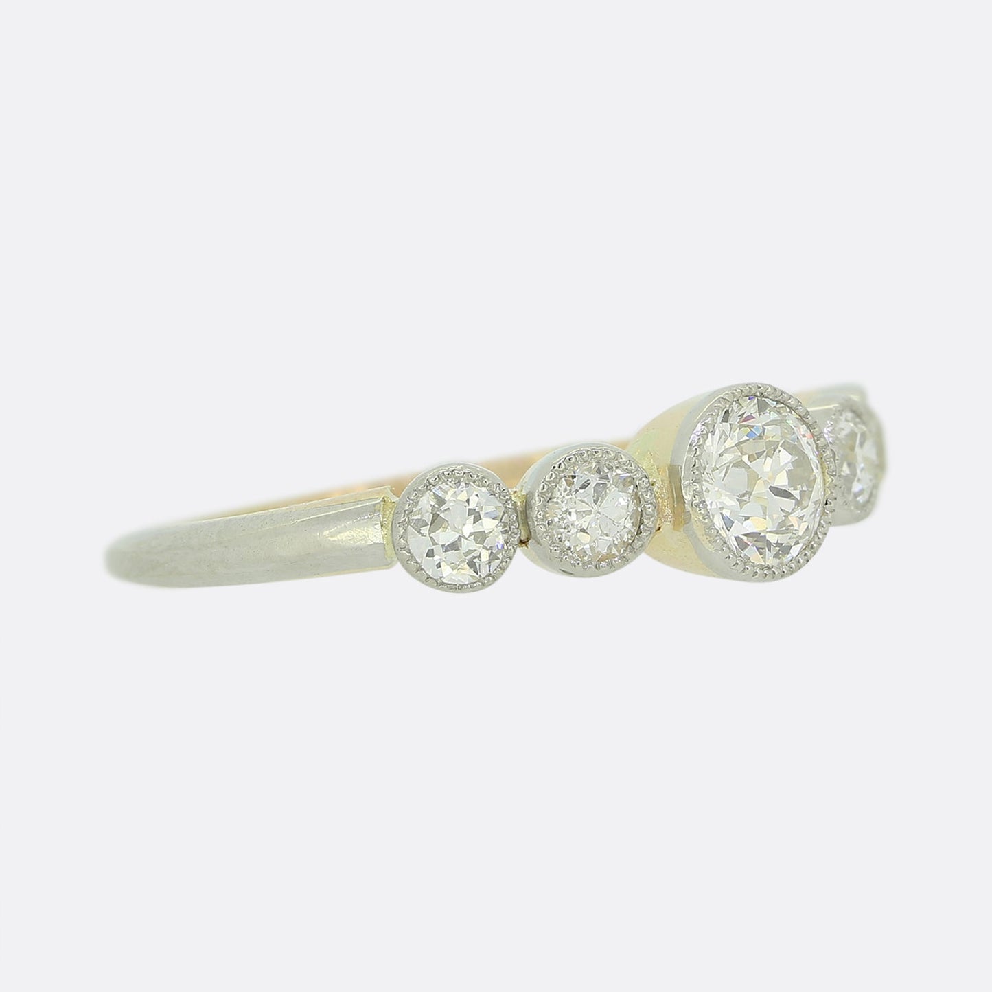 Vintage 0.90 Carat Old Cut Diamond Five Stone Ring
