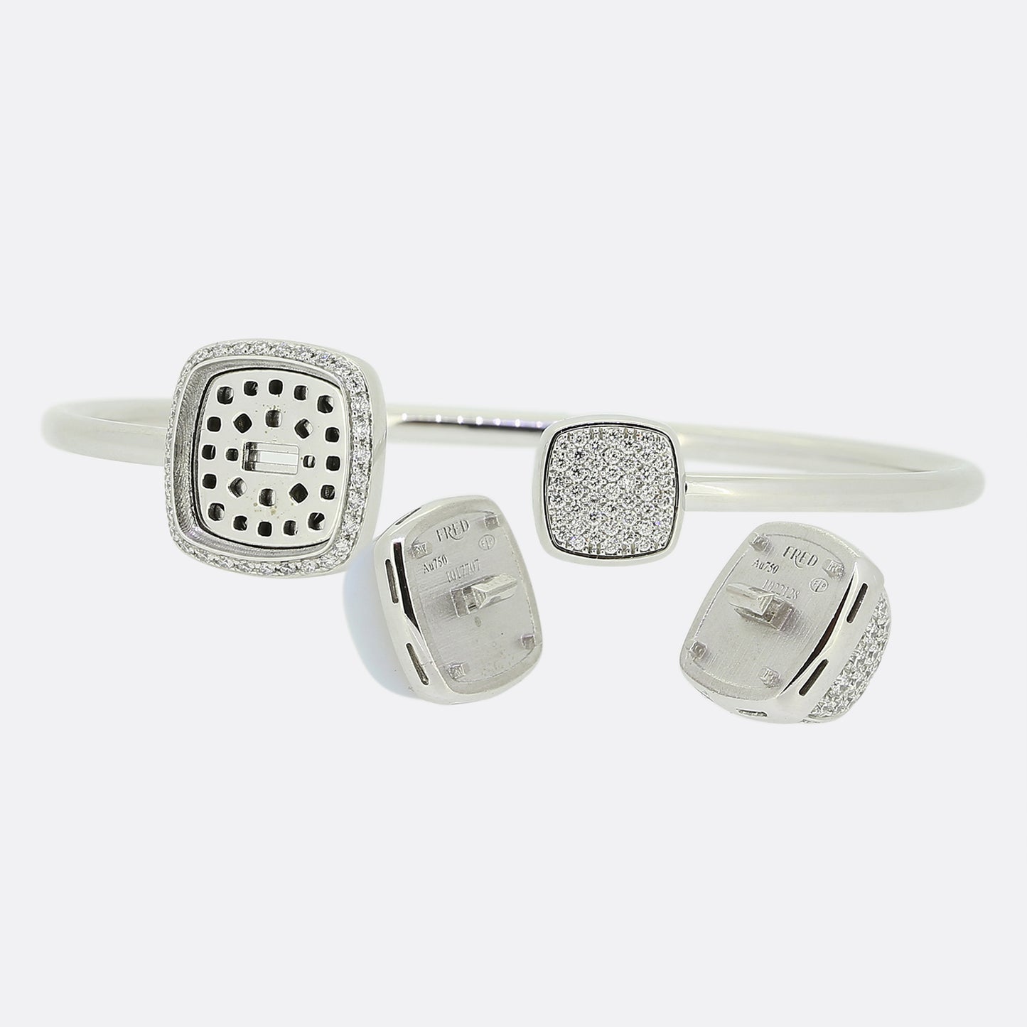 Fred Paris Diamond and Chalcedony Interchangeable Bangle