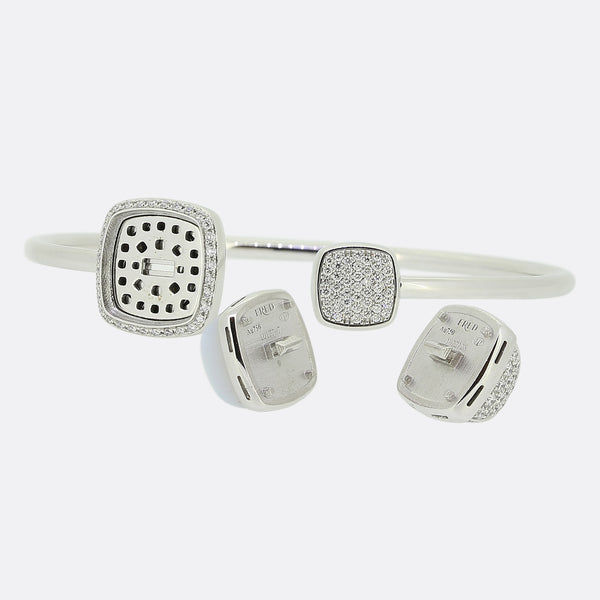 Fred Paris Diamond and Chalcedony Interchangeable Bangle
