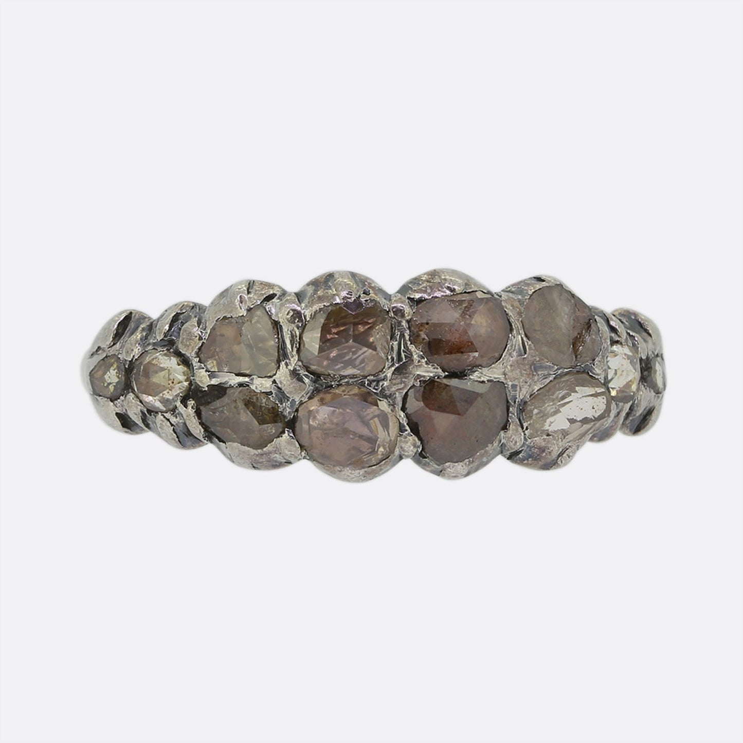 Georgian Rose Cut Diamond Two Row Ring