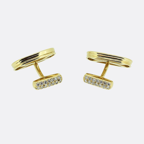 French 1.14 Carat Diamond Cufflinks