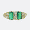 Victorian Colombian Emerald and Diamond Cluster Ring