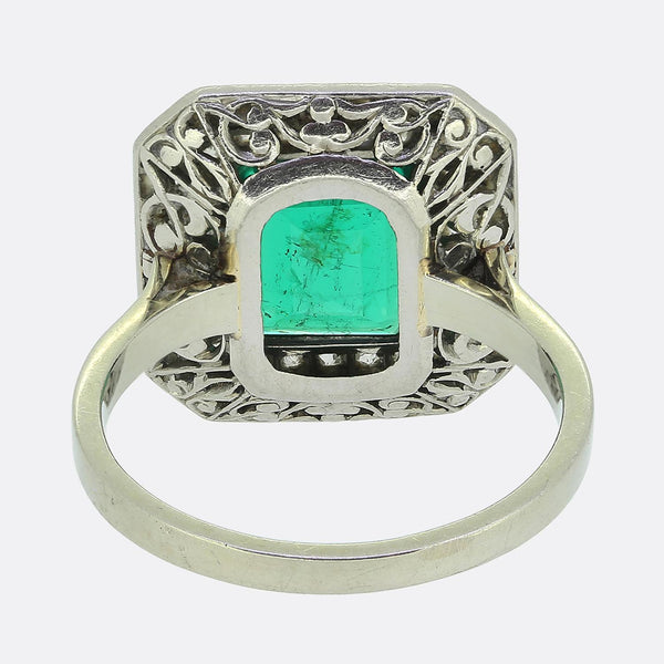 Art Deco Colombian Emerald and Diamond Ring