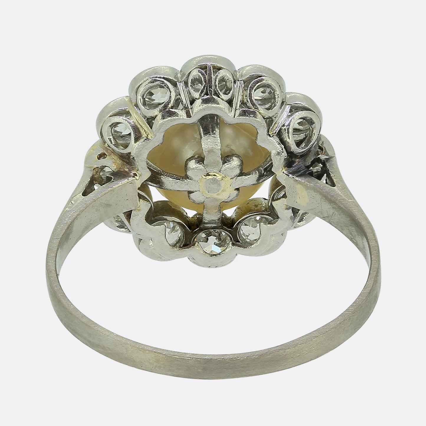 Art Deco Natural Pearl and Diamond Cluster Ring