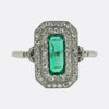 Art Deco Emerald and Diamond Cluster Ring