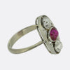 Art Deco Ruby and Diamond Three-Stone Ring