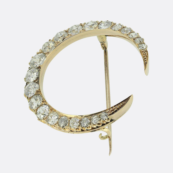 Antique Diamond Crescent Brooch