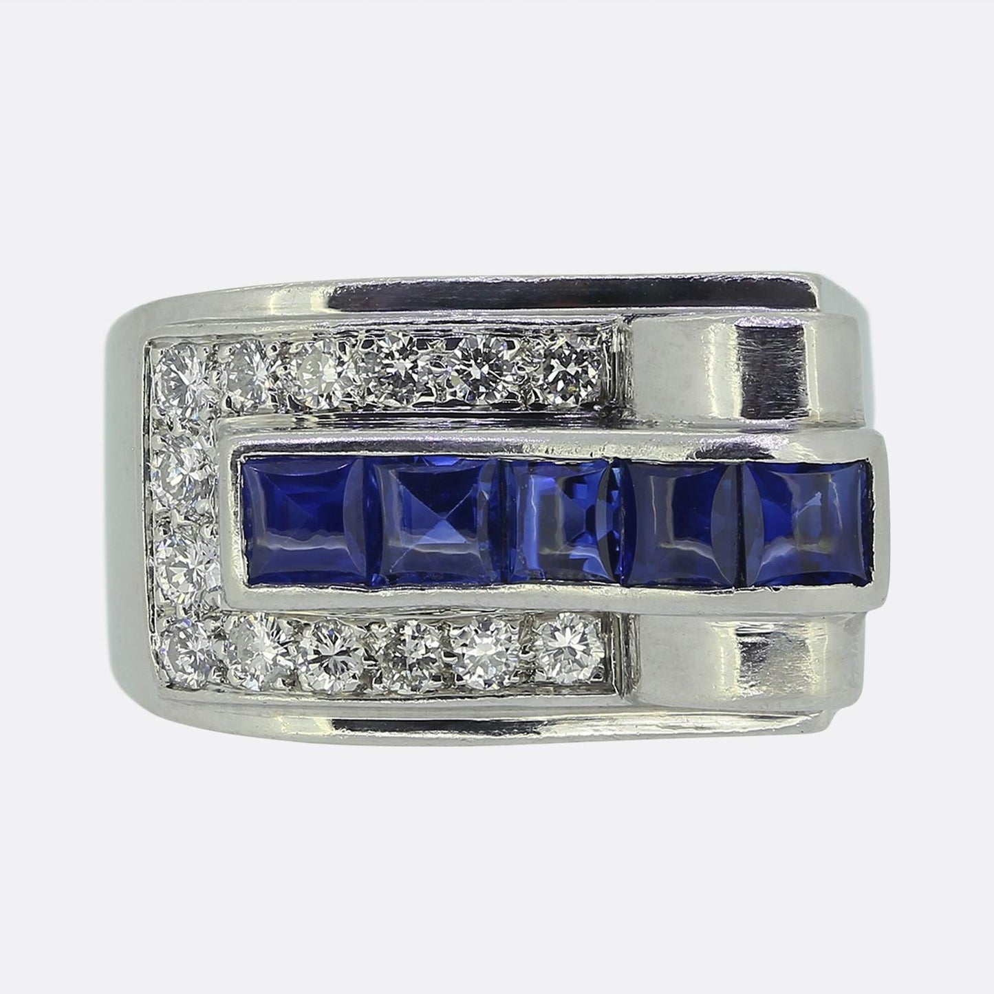 Cartier Retro Sapphire and Diamond Ring