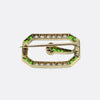 Edwardian Demantoid Garnet and Diamond Buckle Brooch