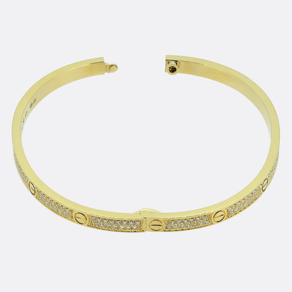 Cartier Small Model Paved Love Bangle Size 17