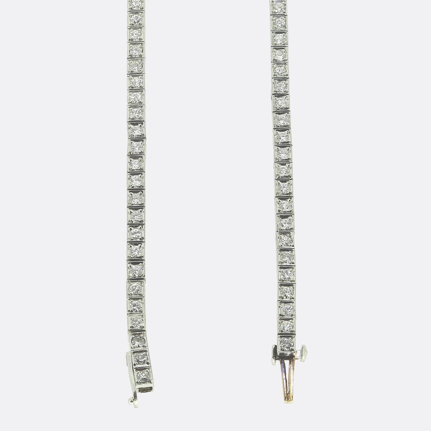 Art Deco 6.50 Carat Diamond Cluster Necklace