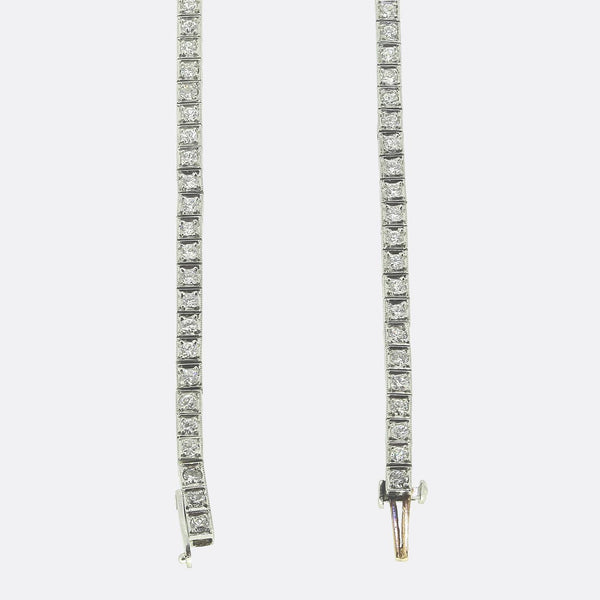 Art Deco 6.50 Carat Diamond Cluster Necklace