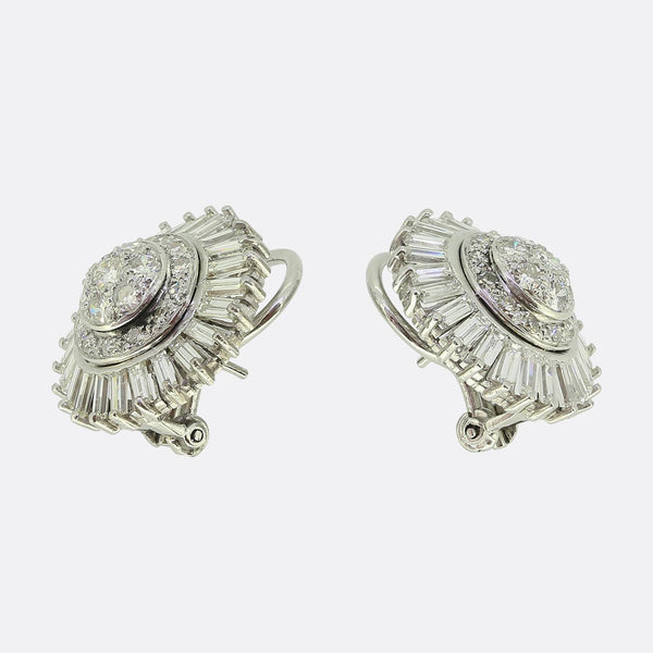 Antique Diamond Cluster Ballerina Earrings