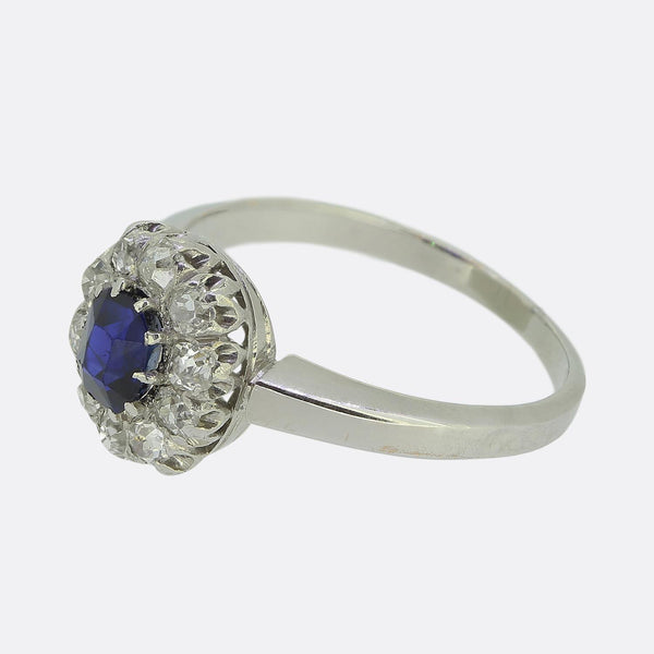 Vintage Sapphire and Diamond Cluster Ring