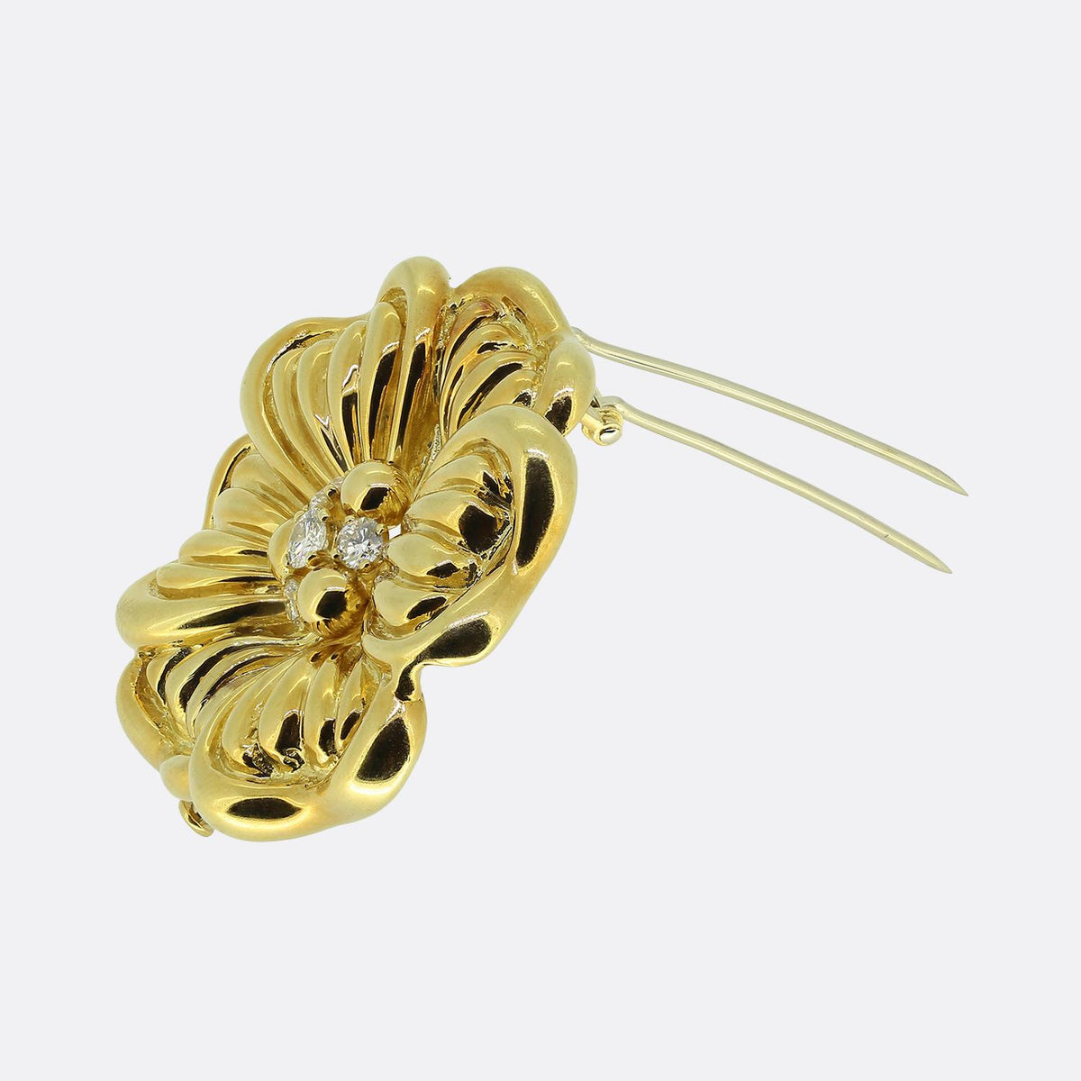 Vintage Diamond Flower Brooch