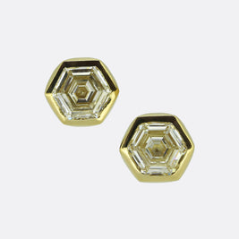2.00 Carat Hexagonal-Cut Diamond Stud Earrings