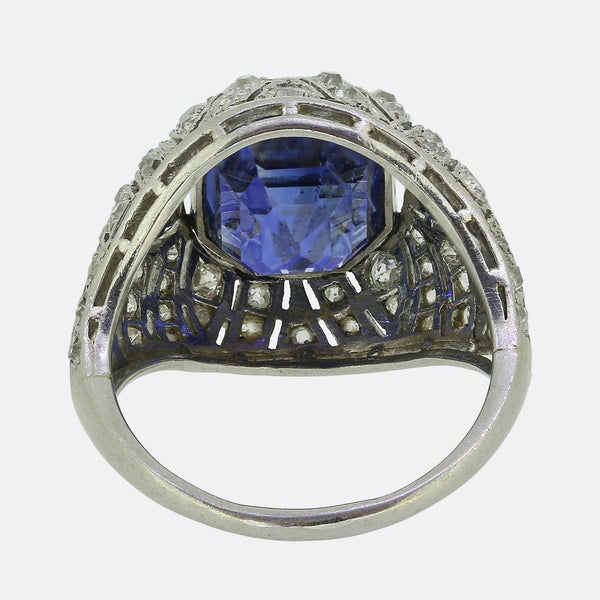 Art Deco Sapphire and Diamond Filigree Ring