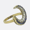 Antique Sapphire and Diamond Crescent Ring