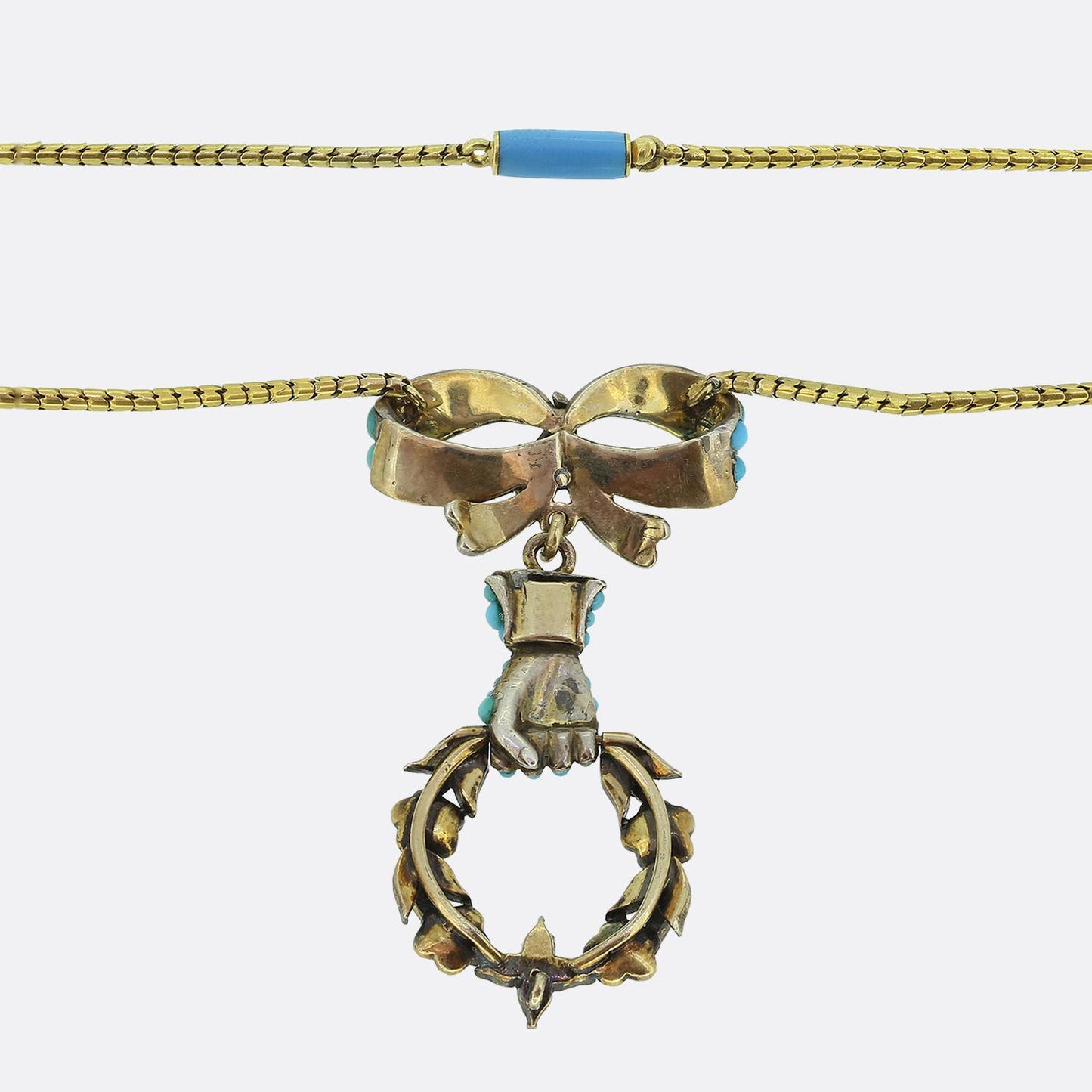 Victorian Turquoise and Diamond Mourning Necklace