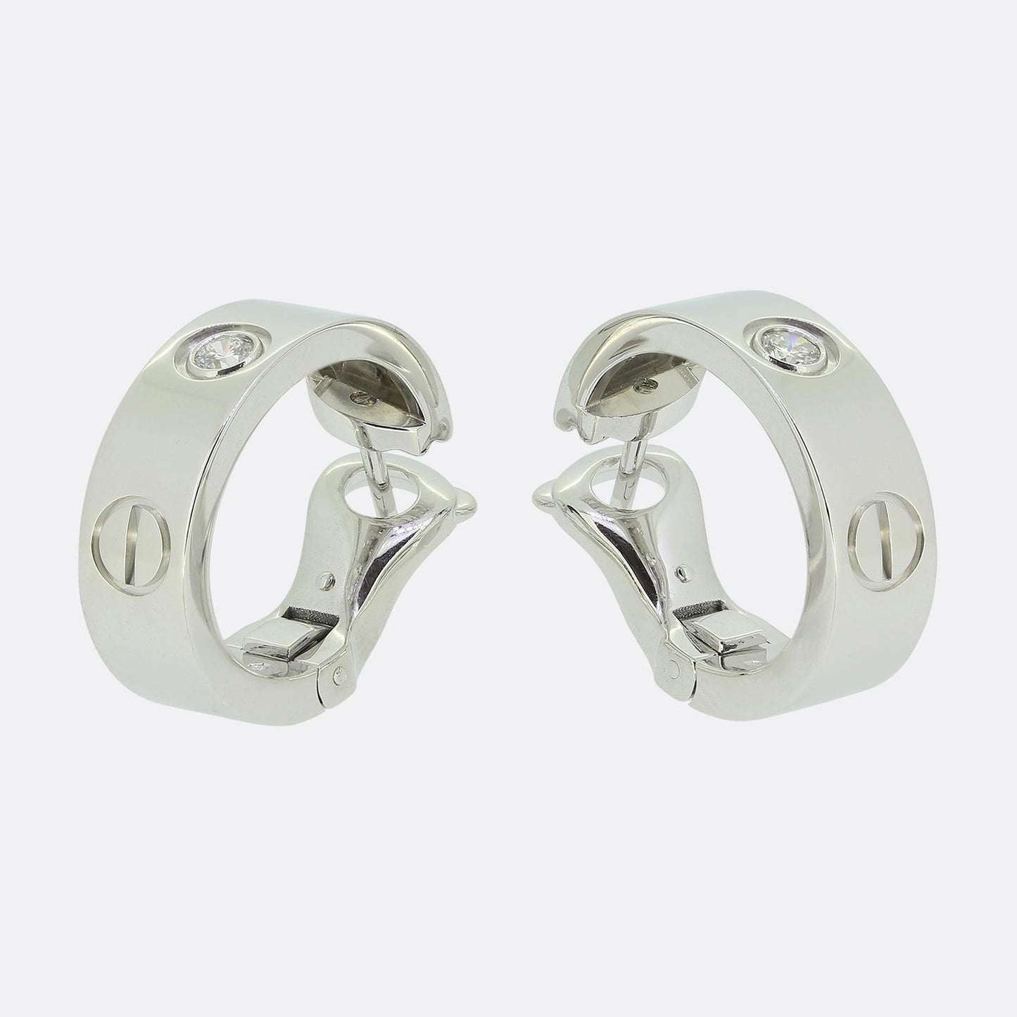 Cartier Two Diamond Classic Model LOVE Hoop Earrings