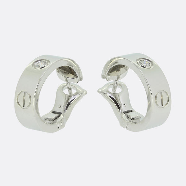 Cartier Two Diamond Classic Model LOVE Hoop Earrings