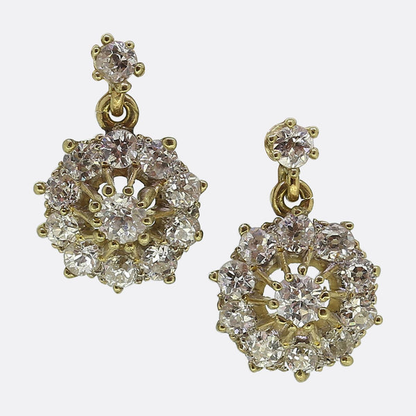 Art Deco Diamond Cluster Drop Earrings